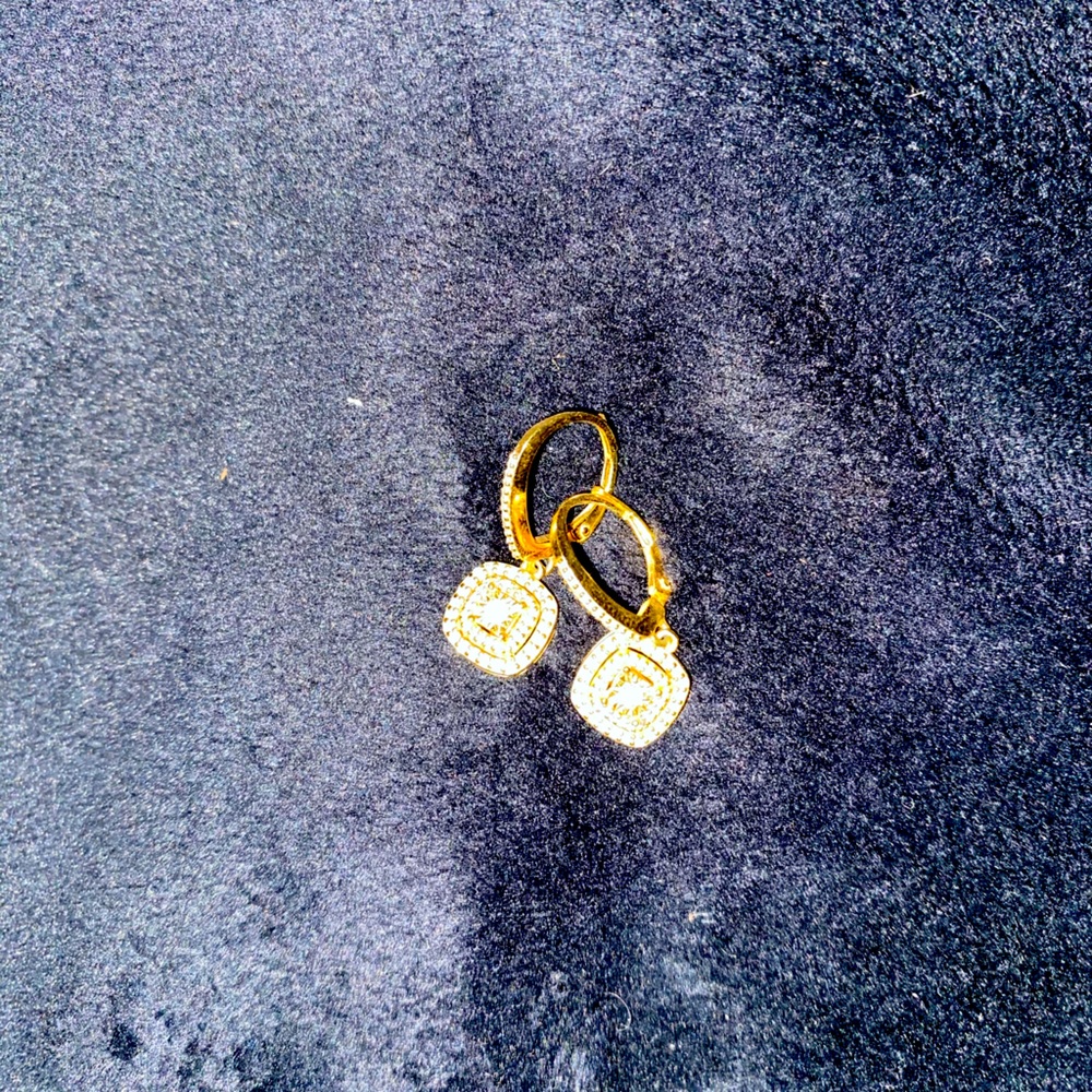 Diamond halo drop earrings